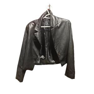 Bagatelle Collection Black Faux Leather Cropped Jacket Blazer Bomber Women’s